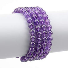 Load image into Gallery viewer, LPBeads 100PCS 8mm Natural Amethyst Beads Gemstone Round Loose Beads for Jewelry Making with Purple Stretch Cord
