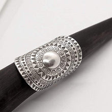 Load image into Gallery viewer, Sterling Silver Solar Mandala Boho Long Statement Ring, Handmade Star symbol Ethnic Adjustable Gypsy Hippie ring
