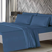 Load image into Gallery viewer, Mueller Ultratemp Bed Sheets Set, Super Soft 1800 Thread Count Egyptian 18-24 Inch Deep Pocket Sheets, Transfers Heat, Breathes Better, Hypoallergenic, Wrinkle, 6Pc, Navy Queen

