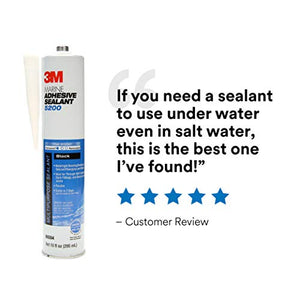 3M Marine Adhesive Sealant 5200 (06504) Permanent Bonding and Sealing for Boats and RVs Above and Below the Waterline Waterproof Repair, Black, 10 fl oz Cartridge