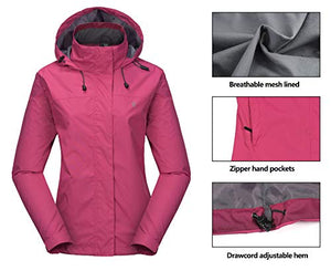 Little Donkey Andy Women¡¯s Waterproof Rain Jacket Lightweight Outdoor Windbreaker Rain Coat Shell for Hiking, Travel Rose S