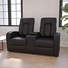 Load image into Gallery viewer, Flash Furniture Eclipse Series 2-Seat Reclining Black LeatherSoft Theater Seating Unit with Cup Holders

