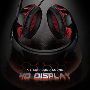 RUNMUS Gaming Headset Xbox One Headset with 7.1 Surround Sound, PS4 Headset with Noise Canceling Mic & LED Light, Compatible with PC, PS4, Xbox One Controller(Adapter Not Included)