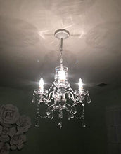 Load image into Gallery viewer, The Original Gypsy Color 4 Light Crystal White Hardwire Flush Mount Chandelier H17.5”xW15”, White Metal Frame with Clear Glass Stem and Clear Acrylic Crystals &amp; Beads That Sparkle Just Like Glass
