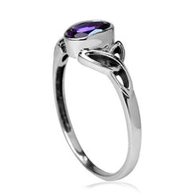 Load image into Gallery viewer, Silvershake Natural African Amethyst White Gold Plated 925 Sterling Silver Triquetra Celtic Knot Ring Size 8.5
