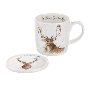 Royal Worcester Wrendale Deer Santa Mug With Coaster 0.31L