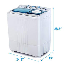 Load image into Gallery viewer, KUPPET Compact Twin Tub Portable Mini Washing Machine 21lbs Capacity, Washer(14.4lbs)&amp;Spiner(6.6lbs)/Built-in Drain Pump/Semi-Automatic
