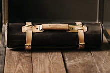 Load image into Gallery viewer, Leather knife roll Chefs roll by Kruk Garage Gifts for chef's Leather knife bag Knives storage Christmas gift Tool roll FREE PERSONALIZATION
