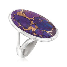 Load image into Gallery viewer, Ross-Simons Oval Purple Turquoise Ring in Sterling Silver. Size 9
