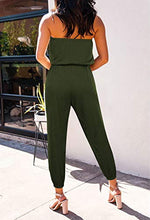 Load image into Gallery viewer, Pink Wind Women's Off Shoulder One Piece Jumpsuit Casual Strapless Drawstring Romper with Pockets Army Green L
