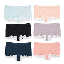 Load image into Gallery viewer, Alyce Intimates Seamless Womens Boyshort with Lace Trim and Ruching Detail, Pack of 6
