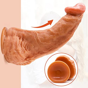 10 Inch Lifelike Silicone Dildo Adult Sex Toys for Women or Men, Thick Anal Dildos with Strong Suction Cup Realistic Penis with Curved Shaft and Balls for Throat Trainer and G-spot Stimulation