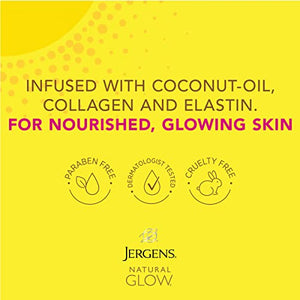 Jergens Natural Glow +FIRMING Self Tanner, Sunless Tanning Lotion for Fair to Medium Skin Tone, Anti Cellulite Firming Body Lotion for Natural-Looking Tan, 7.5 Ounce