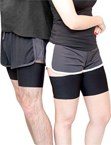 Bandelettes Original Patented Elastic Anti-Chafing Thigh BandsPrevent Thigh Chafing - Black Unisex 6", Size E (XX-Large)