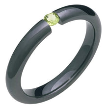 Load image into Gallery viewer, Alain Raphael Black Titanium and Peridot Stone Tension Set Ring Comfort Fit 3mm Wide Wedding Band
