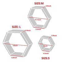 Load image into Gallery viewer, WONFUlity Floating Shelves Wall Mounted Set of 3 Rustic Hexagonal White Shelves, Wood Farmhouse Storage Honeycomb White Wall Shelf, Hexagon Wall Shelf for Living Room, Office, Screws&amp;Anchors Included
