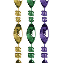 Load image into Gallery viewer, Beistle Swirl Beaded Necklaces 12 Piece Mardi Gras Party Supplies, 33&quot;, Gold/Green/Purple
