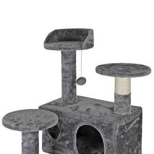 Nova Microdermabrasion 53 Inches Multi-Level Cat Tree Stand House Furniture Kittens Activity Tower with Scratching Posts Kitty Pet Play House (Grey)