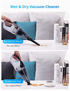 Homasy Handheld Vacuum Cordless, 8Kpa Hand Vacuum with Powerful Cyclonic Suction, Portable Vacuum Cleaner with Long Lasting up to 30mins (Wet&Dry, 3H Charging) for Pet Hair, Dust,Gravel,Home Cleaning