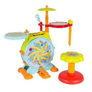Best Choice Products Kids Electronic Toy Drum Set w/ Mic, Stool, Drumsticks, Multicolor