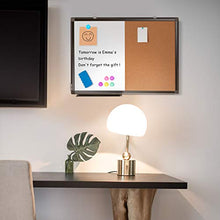 Load image into Gallery viewer, Combination White Board &amp; Bulletin Cork Board 24 x 18 Whiteboard Magnetic, Combo Dry Erase Board with Black Aluminum Frame Hanging Message Board Wall Mounted for Homeschooling, Office, Classroom
