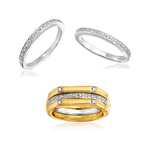 Load image into Gallery viewer, Ross-Simons Set Of 4 .15 ct. t.w. Diamond Stackable Rings in 2-Tone Sterling Silver
