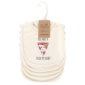 Touched by Nature Unisex Baby Organic Cotton Bibs, Pizza, One Size