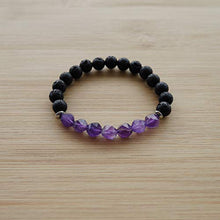 Load image into Gallery viewer, PSEEHEE 8mm Amethyst Semi Precious Gemstone Crystal Lava Rock Stone Essential Oil Diffuser Bracelet, Aromatherapy Yoga Beads Stretch Unisex Chakra Healing Jewelry

