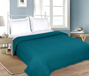 GLAMBURG 100% Cotton Bed Blanket, Breathable Bed Blanket Queen Size, Cotton Thermal Blankets Full - Queen Size, Perfect for Layering Any Bed for All Season - Teal