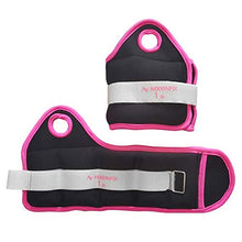 Load image into Gallery viewer, N NOOONFIX Ankle &amp; Wrist Weights, 1 Pair Adjustable Strap for Arm Leg Fitness Strength Exercise Workout Walking Running, Black &amp; Pink, 2lbs
