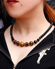 Load image into Gallery viewer, Jewever Tiger Eye and Black obsidian Crystal Necklaces for Women Energy Gemstone Healing Crystal Necklace Beads Natural Stone Mens Necklaces Unisex
