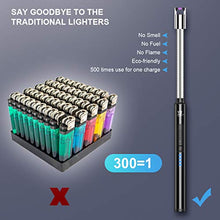 Load image into Gallery viewer, WestRiver Candle Lighter, USB Rechargeable Electric Arc Lighter with Safety Lock &amp; Power Indicator, Portable Flameless Windproof Plasma Lighters with Long Flexible Neck &amp; Aluminum Case (Elegant Black)
