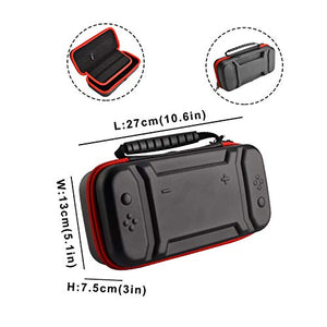 EOVOLA Accessories Kit for Nintendo Switch / Switch OLED Model Games Bundle Wheel Grip Caps Carrying Case Screen Protector Controller