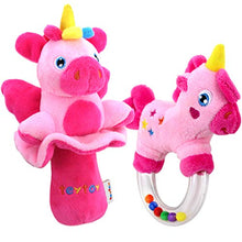 Load image into Gallery viewer, teytoy 2pcs Soft Baby Rattles, Pink Horse &amp; Angel Pig Baby Girl Toy 3 6 9 12 Month Baby Shower
