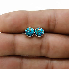 Load image into Gallery viewer, Natural Blue Copper Turquoise Earrings Studs Sterling Silver for Her Women Mom Wife
