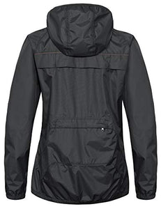 Little Donkey Andy Women's Waterproof Cycling Bike Jacket with Hood, Running Rain Jacket, Windbreaker, Ultralight Packable Black Size L