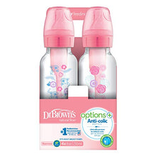 Load image into Gallery viewer, Dr. Brown&#39;s Options+ Baby Bottles, 8 oz/250ml, Narrow Bottle, Pink Floral Designs, 4 Pack
