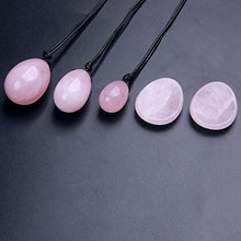 Load image into Gallery viewer, Banshren 5 Piece Rose Quartz Healing Crystals Set, 3 Rose Crystal Quartz Drilled Eggs in Graduated Sizes for Kegel Exercise or Vaginal Training (Small, Medium, Large) &amp; 2 Worry Stones for Meditation
