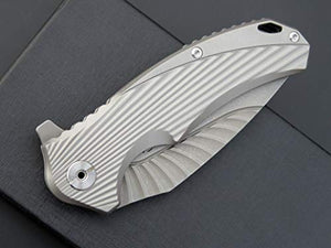 Eafengrow EF902 Folding Pocket Knife with High-Performance D2 Steel Blade; Titanium Alloy Handle Scales with Pocket clip; Frame Lock, for Camping Working Tactical Survival Military EDC Tool