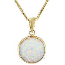 Load image into Gallery viewer, 14K Gold White Opal Necklace - 14K Solid Yellow Gold Dainty Necklace with October Birthstone Pendant, 12mm Large Size Opal Gemstone - Handmade Bridal Wedding Jewelry for Brides &amp; Classy Women
