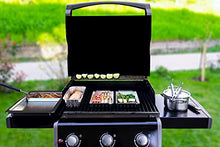 Load image into Gallery viewer, Yukon Glory BBQ 'N Serve Grill Basket Set, Revolutionary Grill to Table Design, Includes 3 Grilling Baskets, Serving Tray and Patented Clip-on Handle Perfect For Grilling Fish, Veggies and Meats
