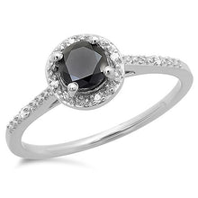 Load image into Gallery viewer, Dazzlingrock Collection 0.60 Carat (ctw) 10K Round Cut Black &amp; White Diamond Ladies Bridal Engagement Halo Style Ring, White Gold, Size 6.5
