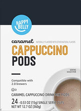 Load image into Gallery viewer, Amazon Brand - Happy Belly Cappuccino Coffee Pods Compatible with 2.0 K-Cup Brewers, Caramel Flavored, 24 Count
