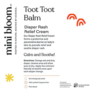 Mini Bloom Toot Toot Balm Diaper Rash Relief Cream | Baby & Kid Safe | Calms & Soothes Irritated Skin | Made w/Zinc Oxide, Vitamin E, Shea Butter, Coconut, Jojoba & Sunflower Oils | 2 oz