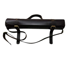 Load image into Gallery viewer, chef knife bag |Travel-Friendly Chef Knife Wrap Bag | Genuine Leather Knife Roll | Storage Bag Handles Carry Case Kitchen | travel bag knives holder | for professional Chefs | KB004 (Dark Brown)

