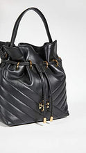 Load image into Gallery viewer, Tory Burch Women's Kira Chevron Mini Bucket Bag, Black, One Size

