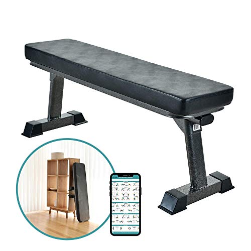 Finer Form Gym Quality Foldable Flat Bench for Multi-Purpose Weight Training and Ab Exercises