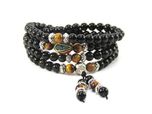 Load image into Gallery viewer, Om Shanti Crafts Mala Beads Stretch Bracelet Black Obsidian &amp; Yellow Tiger Stone, Buddhist Prayer Beads, Yoga Bracelets, Wear for Daily Meditation &amp; Spiritual Growth, 6mm Meditation Beads, Unisex
