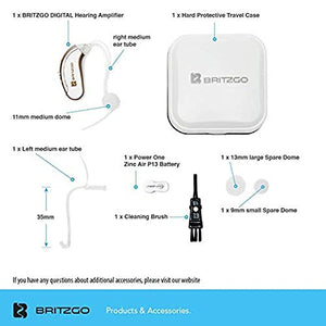 Britzgo 702 Hearing Amplifier For Adults To Aid In Hearing Recreation. BTE. Noise Cancelling Personal Sound Amplifier (PSAP). Good For Right Or Left Ears