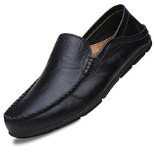 Load image into Gallery viewer, Go Tour Men's Premium Genuine Leather Casual Slip On Loafers Breathable Driving Shoes Fashion Slipper Black 10.5/46

